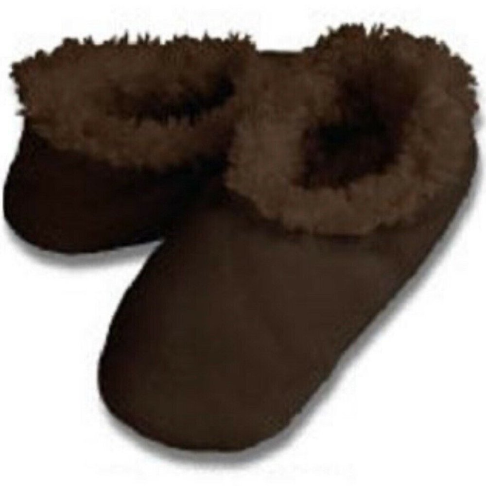 Snoozies Brown Solid Tween M 4 / 5 Non-Skid Soles